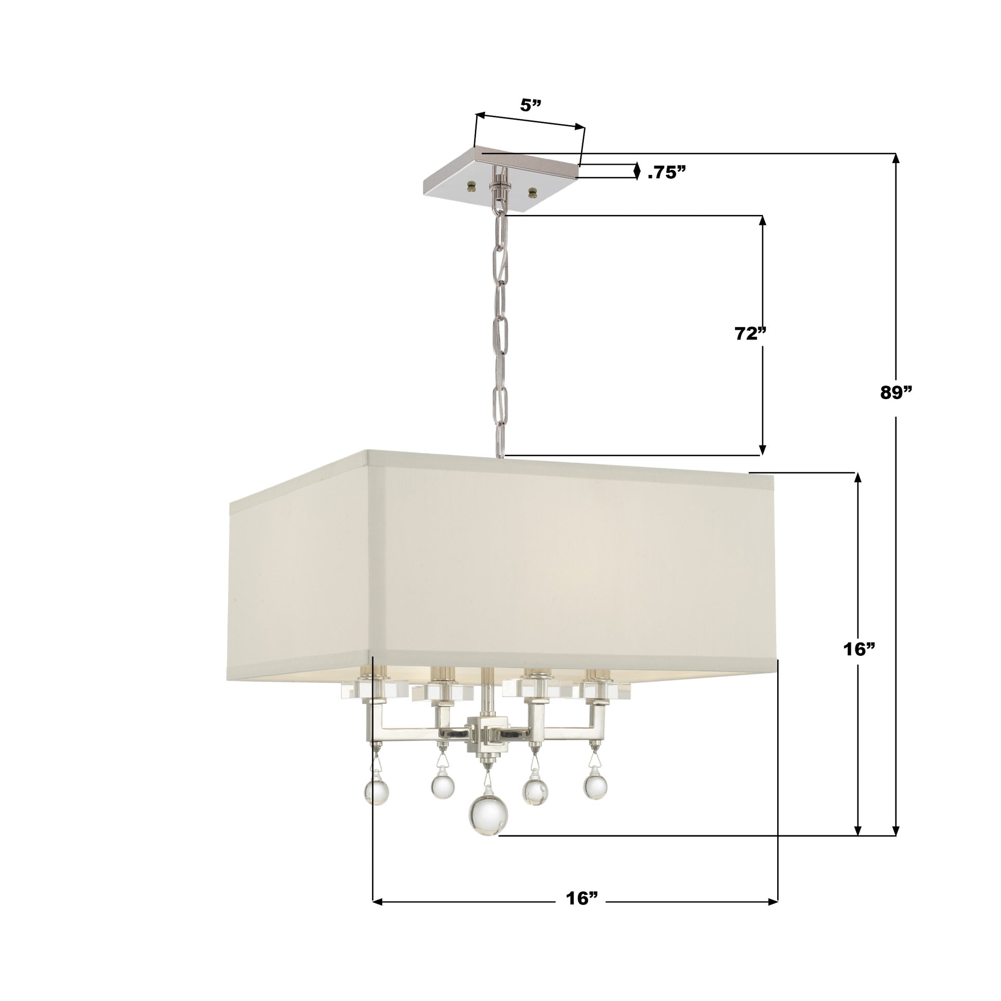 Crystorama Paxton 8105-PN – 16 Inch – 4 Light – Chandelier – Polished Nickel – Dry Rated