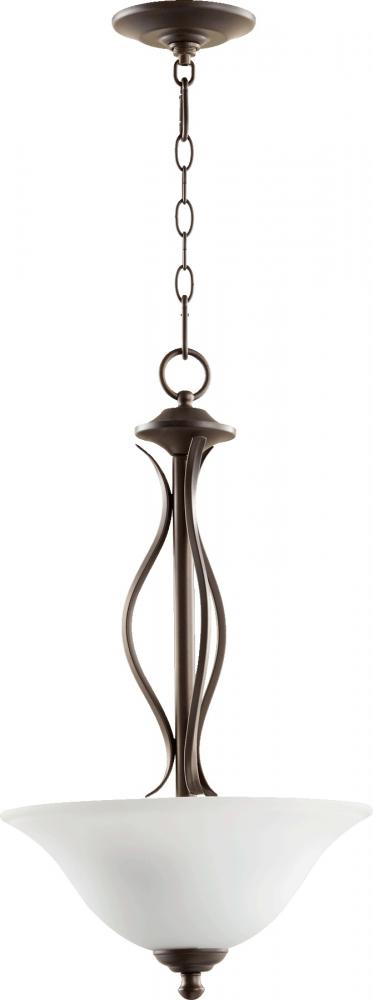 Quorum Lighting SPENCER 8110-3-186 Pendant Traditional - Oiled Bronze W Satin Opal