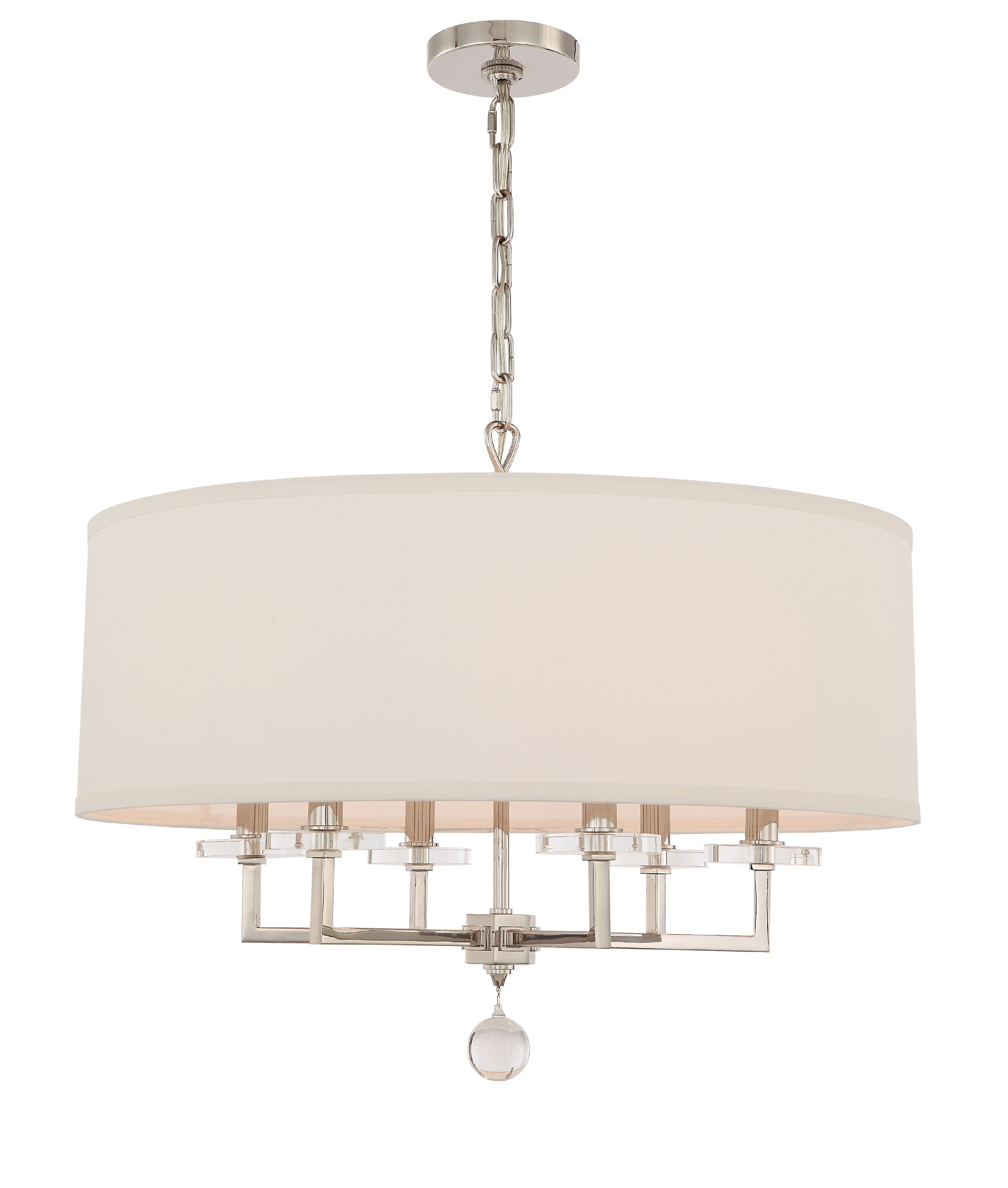 Crystorama Paxton 8116-PN – 25.5 Inch – 6 Light – Chandelier – Polished Nickel – Dry Rated