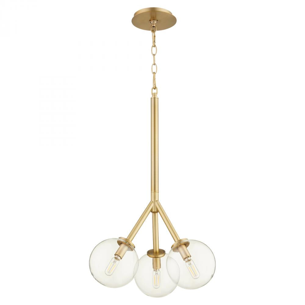 Quorum Lighting ROVI 8132-3-80 Pendant Mid Century Modern - Aged Brass