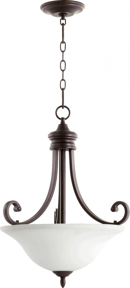 Quorum Lighting BRYANT 8154-3-186 Pendant Traditional - Oiled Bronze W Satin Opal