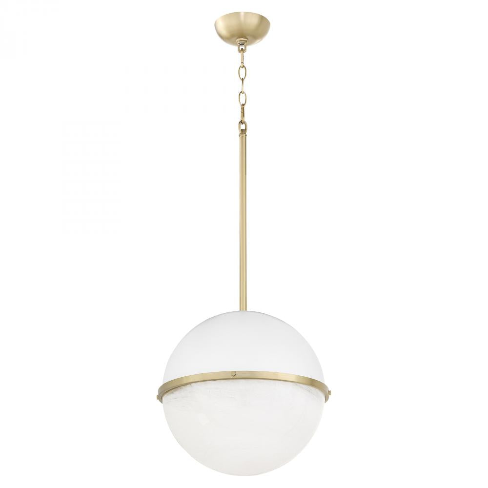 Quorum Lighting 82-14-0880 Pendant Contemporary - Studio White With Aged Brass