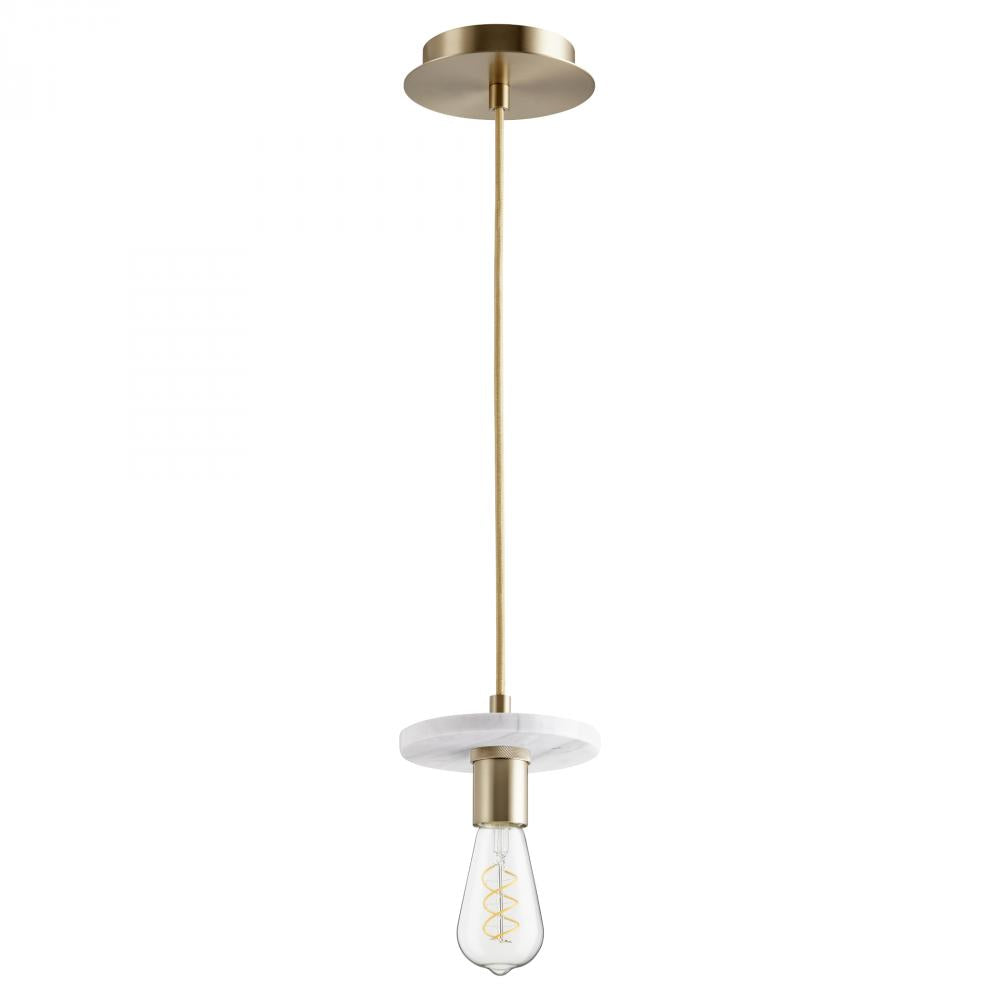 Quorum Lighting 822-0680 Pendant Contemporary - Aged Brass W White Marble