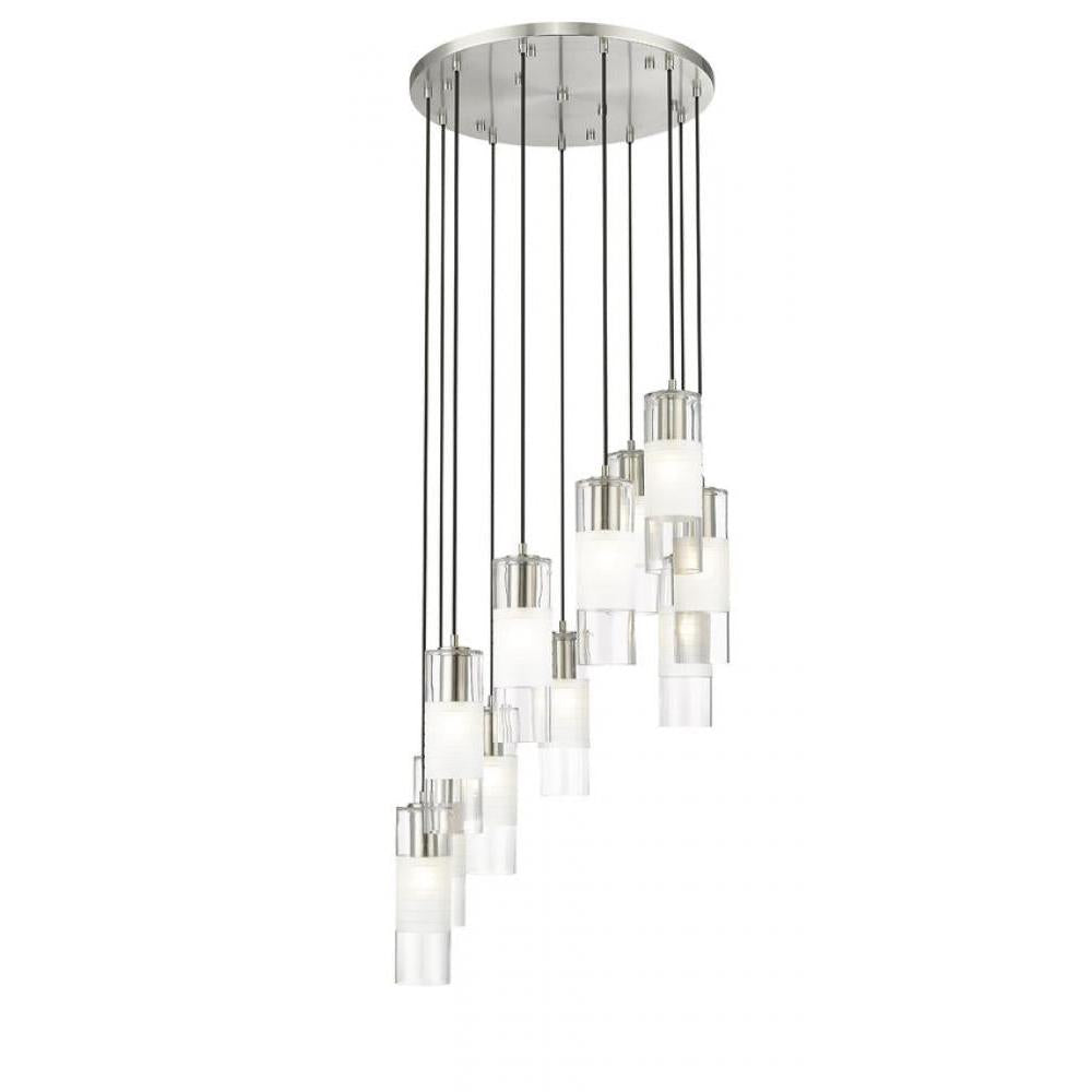 11 Light Chandelier-Clear+Frosted