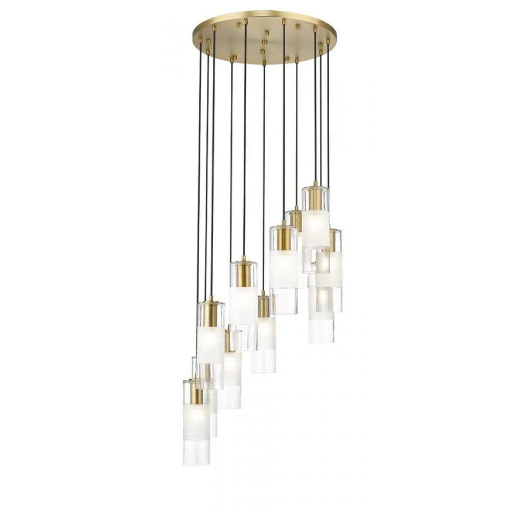 11 Light Chandelier-Clear+Frosted