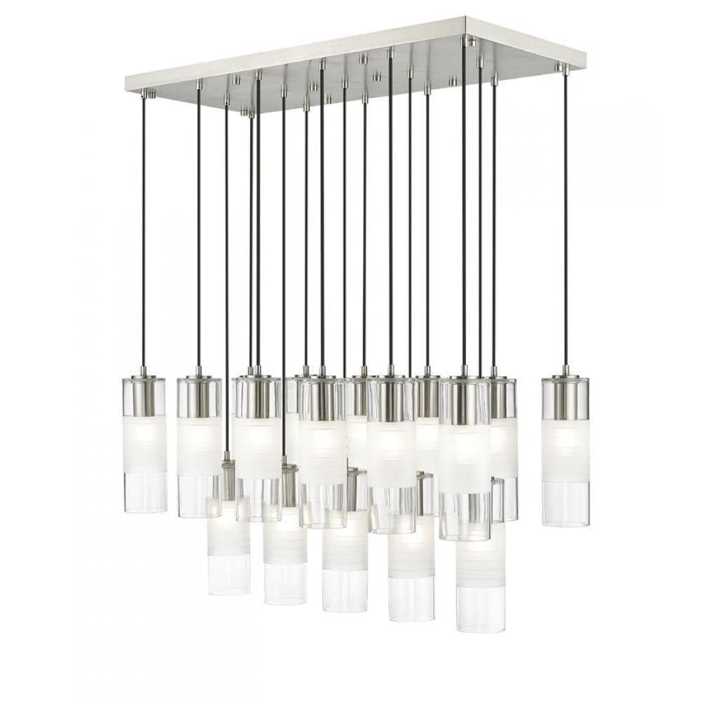 17 Light Linear Chandelier-Clear+Frosted