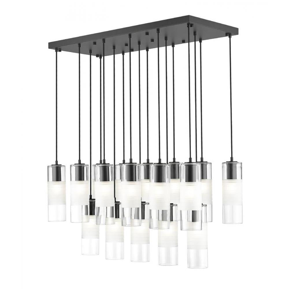 17 Light Linear Chandelier-Clear+Frosted