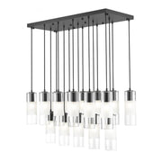 17 Light Linear Chandelier-Clear+Frosted