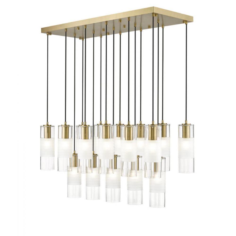 17 Light Linear Chandelier-Clear+Frosted
