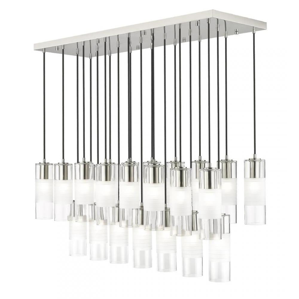 23 Light Linear Chandelier-Clear+Frosted