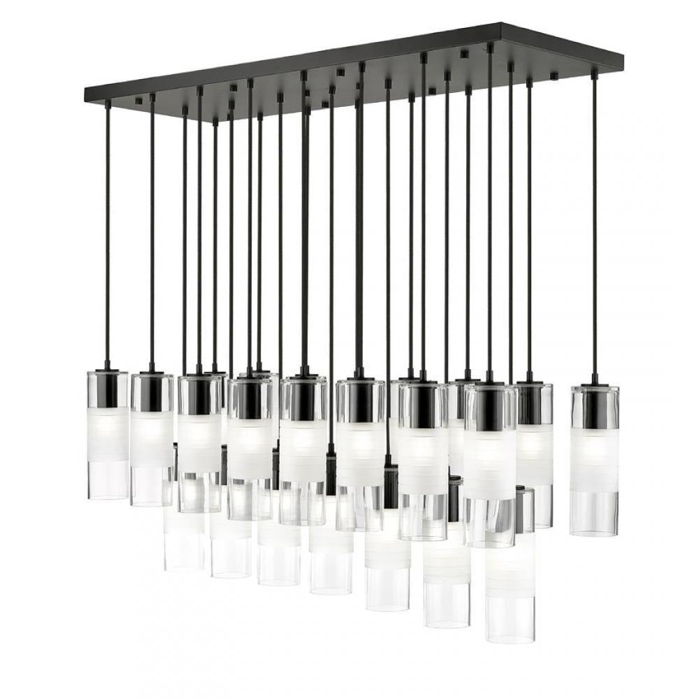 23 Light Linear Chandelier-Clear+Frosted