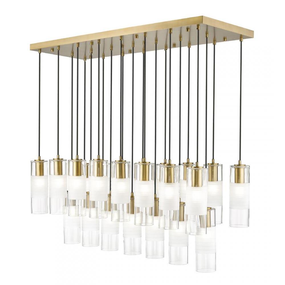23 Light Linear Chandelier-Clear+Frosted
