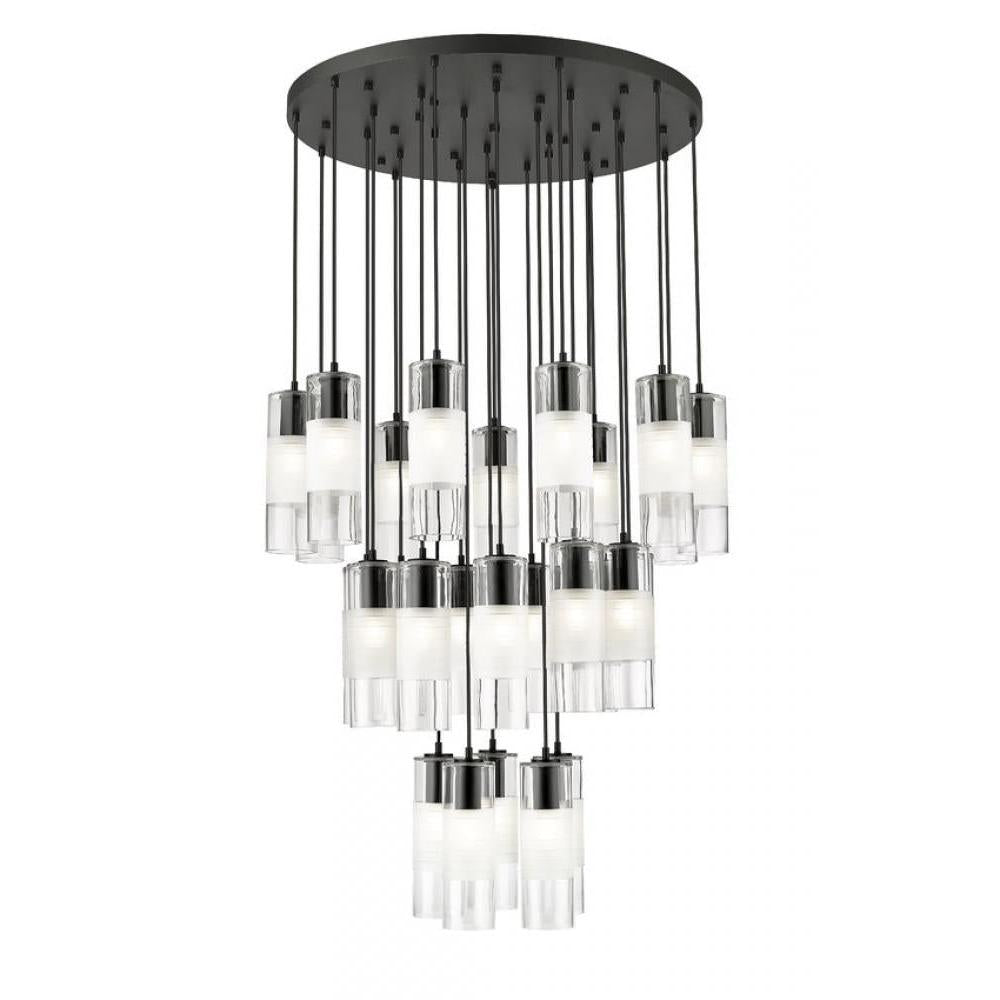 27 Light Chandelier-Clear+Frosted