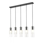 5 Light Linear Chandelier-Clear+Frosted