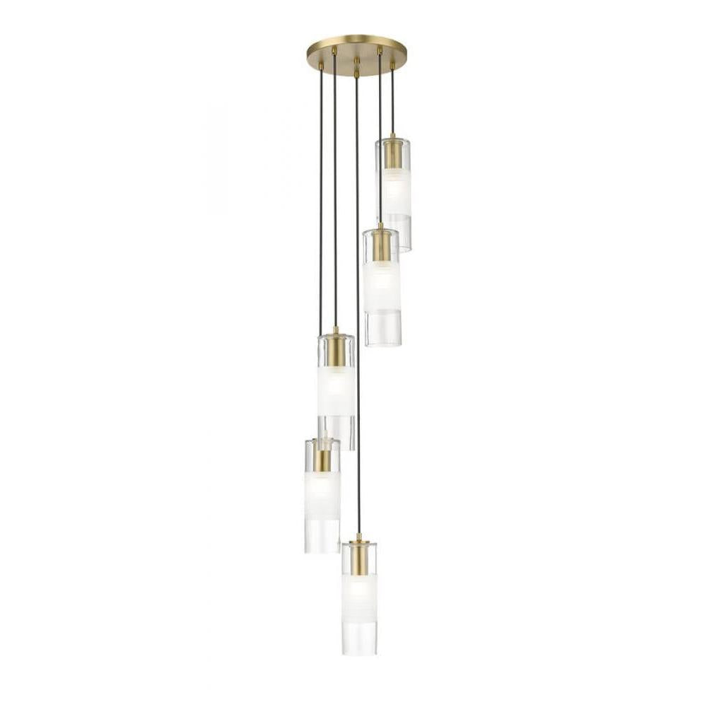 5 Light Chandelier-Clear+Frosted