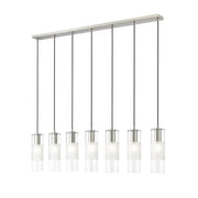 7 Light Linear Chandelier-Clear+Frosted