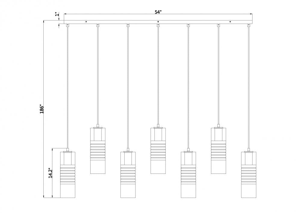 Z-Lite Lighting 824P-7L-BN Linear Chandelier Contemporary - Nickel