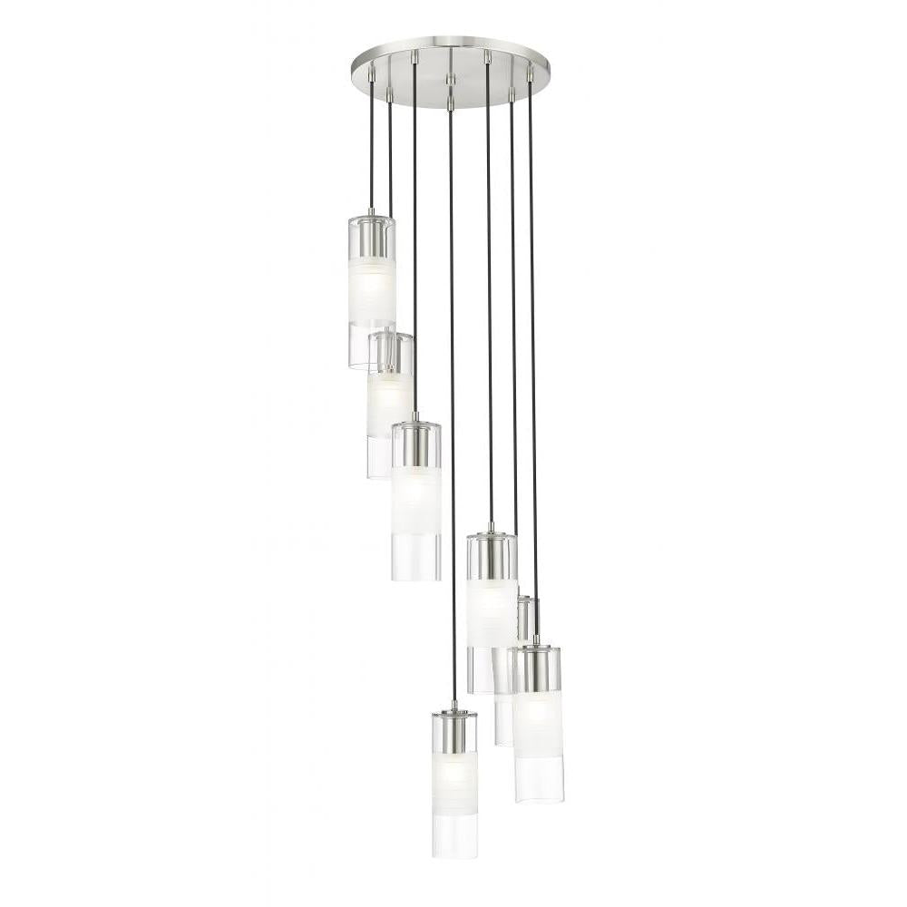 7 Light Chandelier-Clear+Frosted