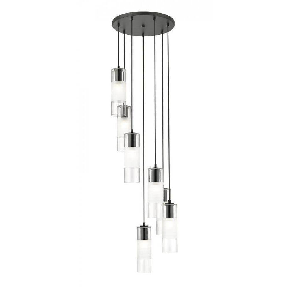 7 Light Chandelier-Clear+Frosted