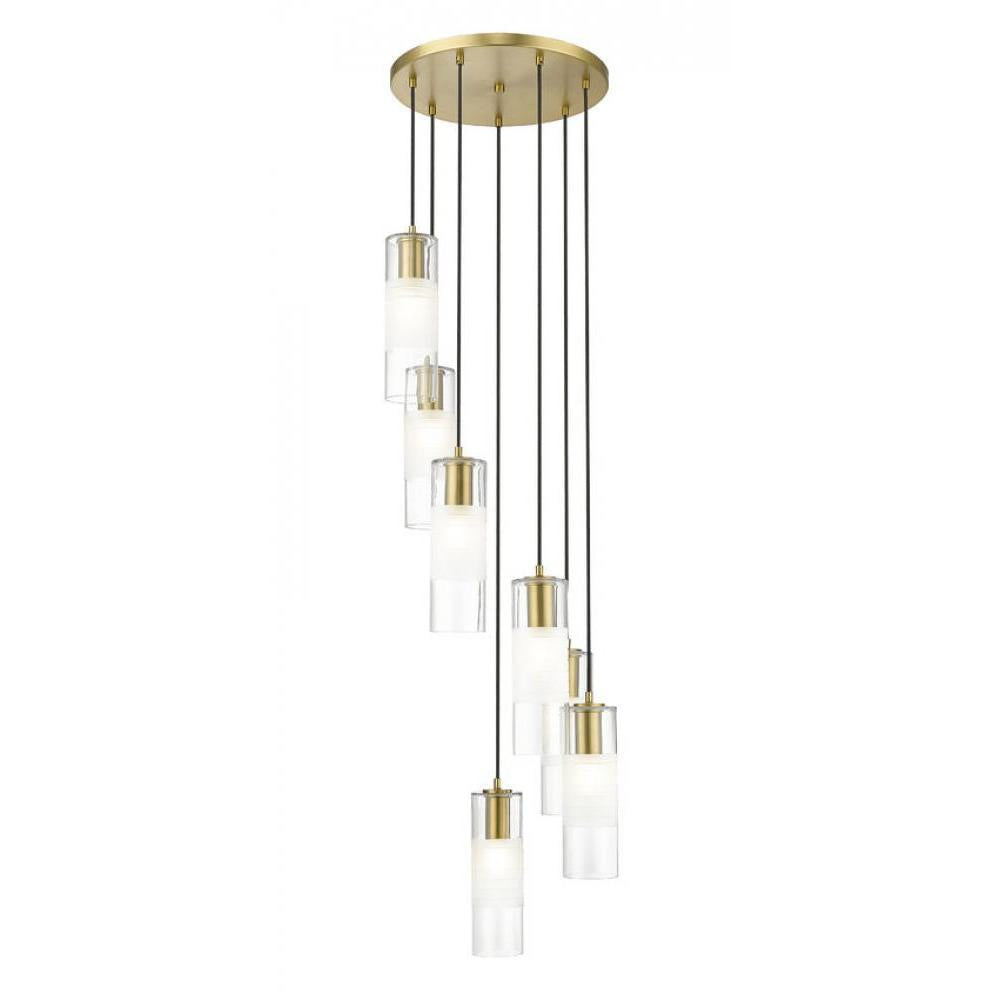 7 Light Chandelier-Clear+Frosted
