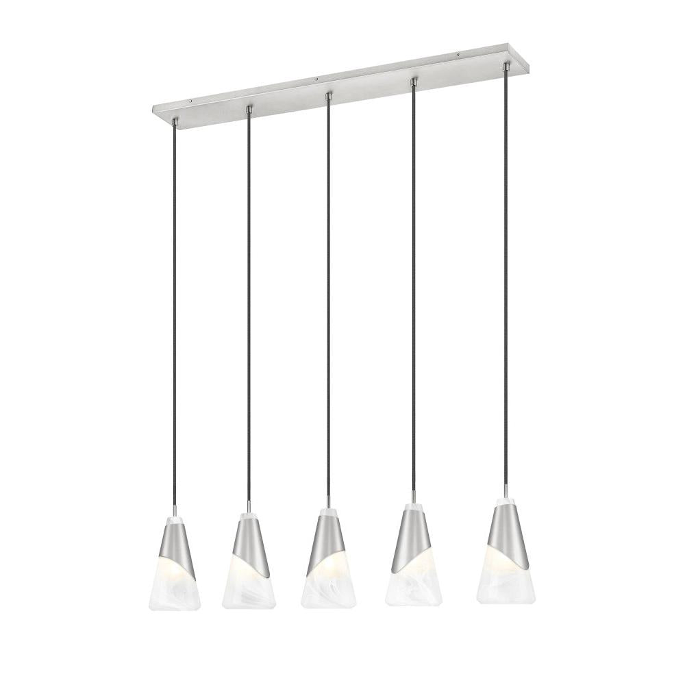 5 Light Linear Chandelier-White Swirl
