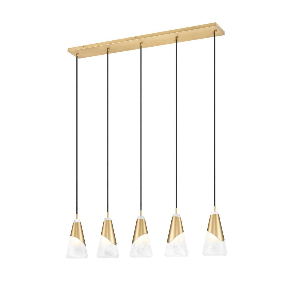 5 Light Linear Chandelier-White Swirl
