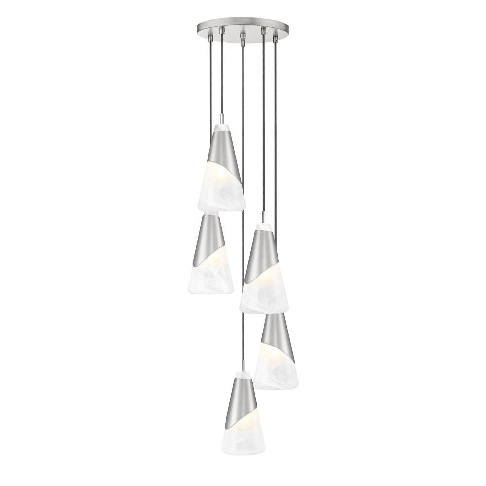 5 Light Chandelier-White Swirl