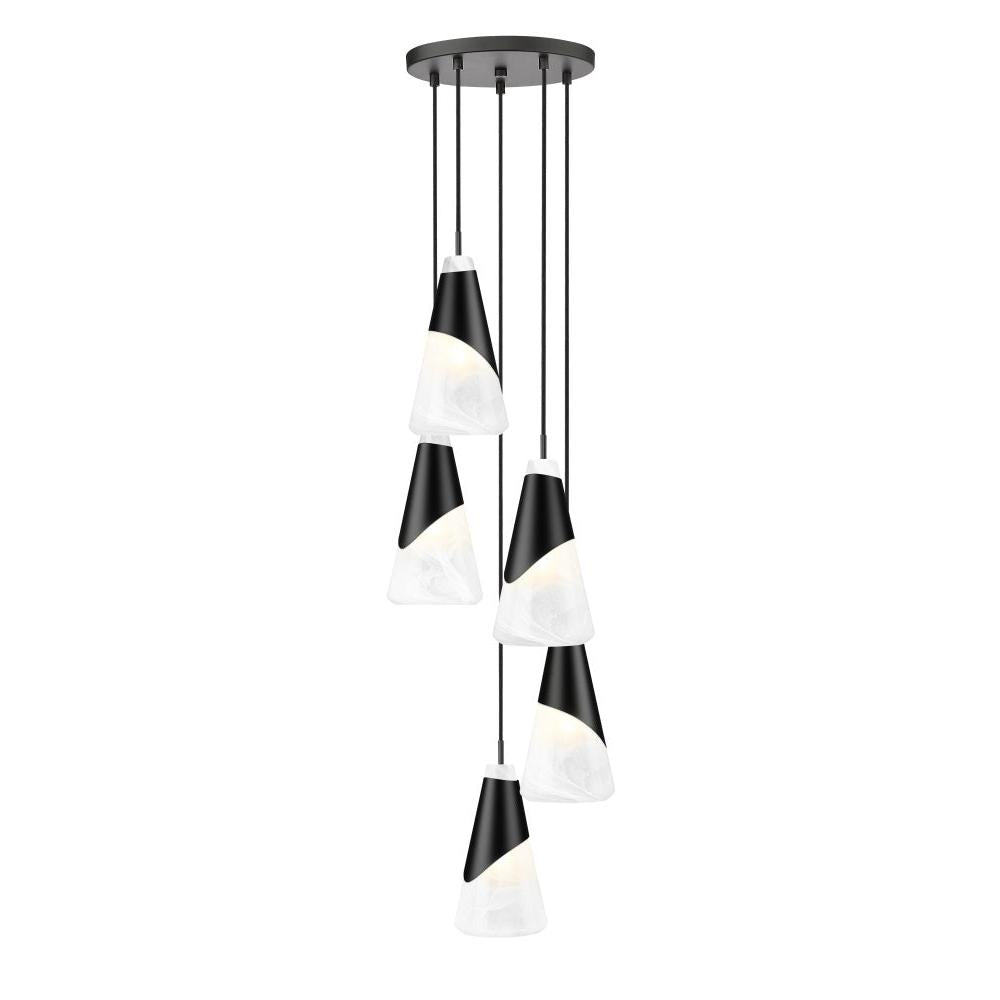 5 Light Chandelier-White Swirl