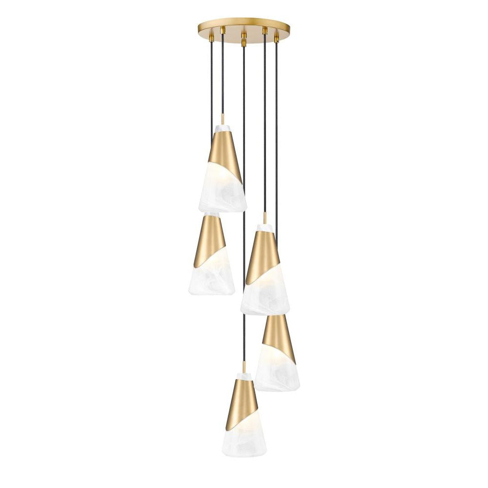 5 Light Chandelier-White Swirl