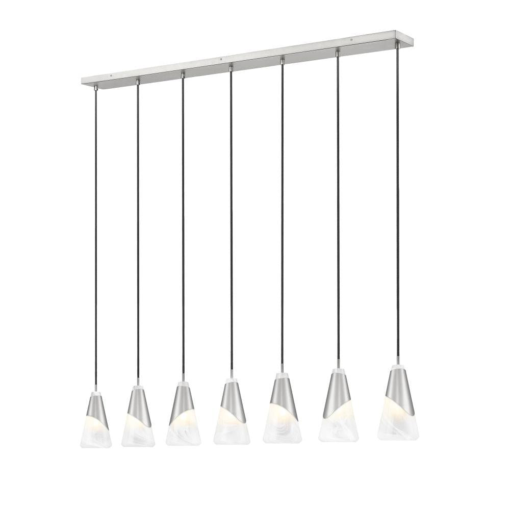 7 Light Linear Chandelier-White Swirl