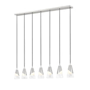 7 Light Linear Chandelier-White Swirl