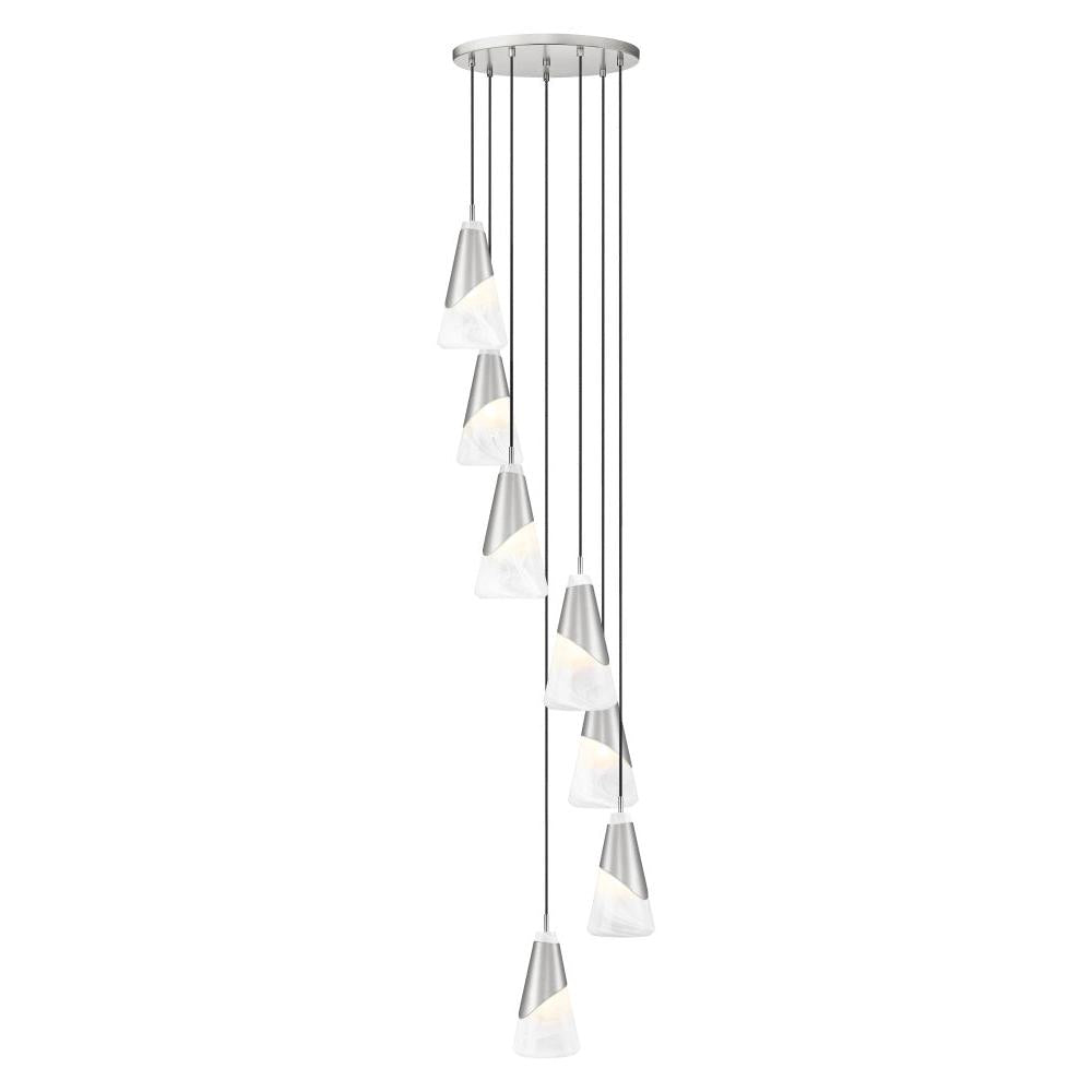 7 Light Chandelier-White Swirl