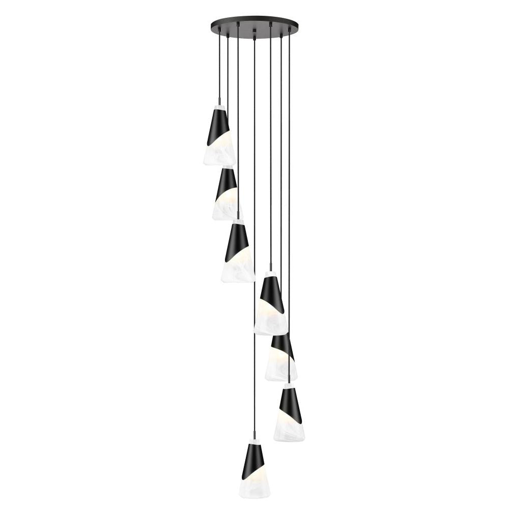7 Light Chandelier-White Swirl