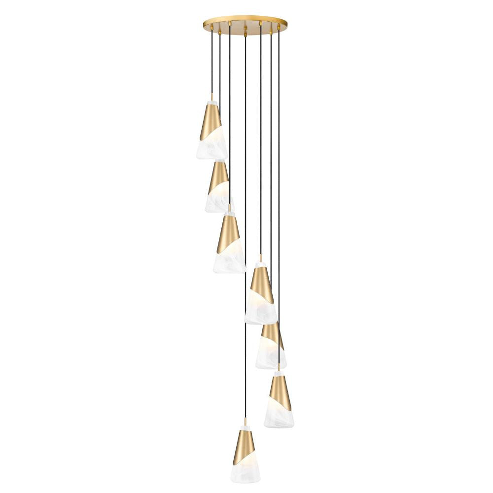 7 Light Chandelier-White Swirl