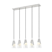 5 Light Linear Chandelier-White Swirl