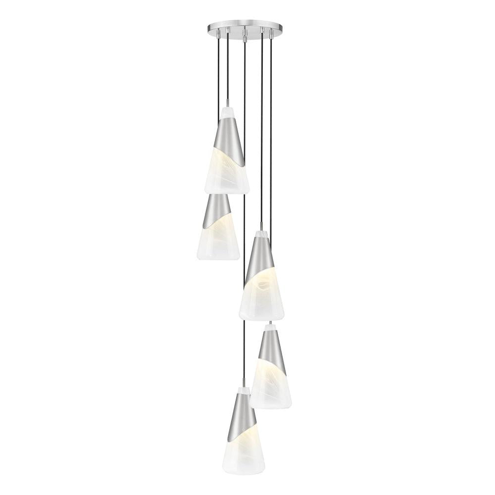 5 Light Chandelier-White Swirl