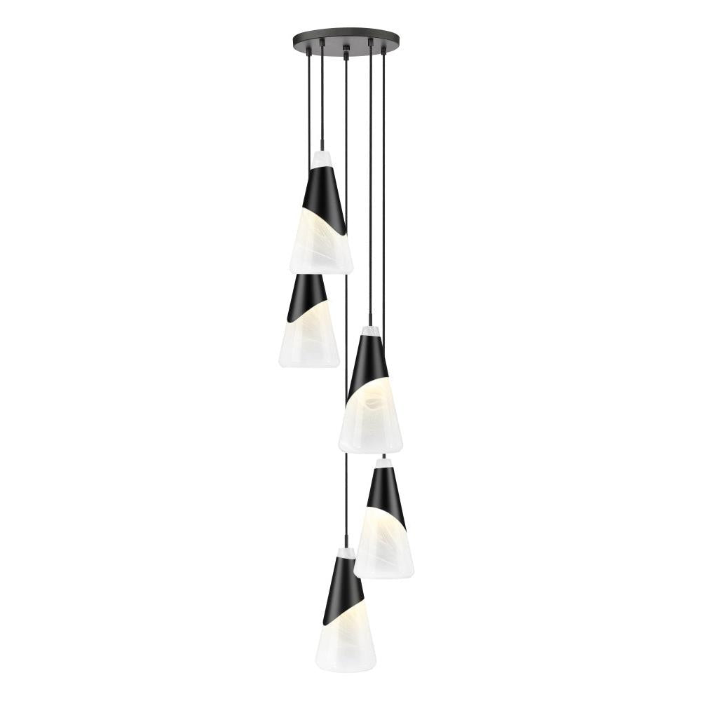 5 Light Chandelier-White Swirl