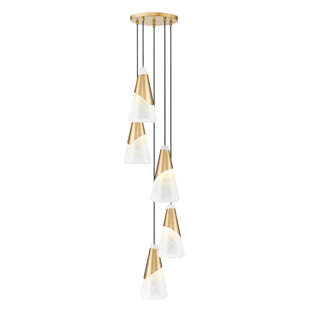 5 Light Chandelier-White Swirl