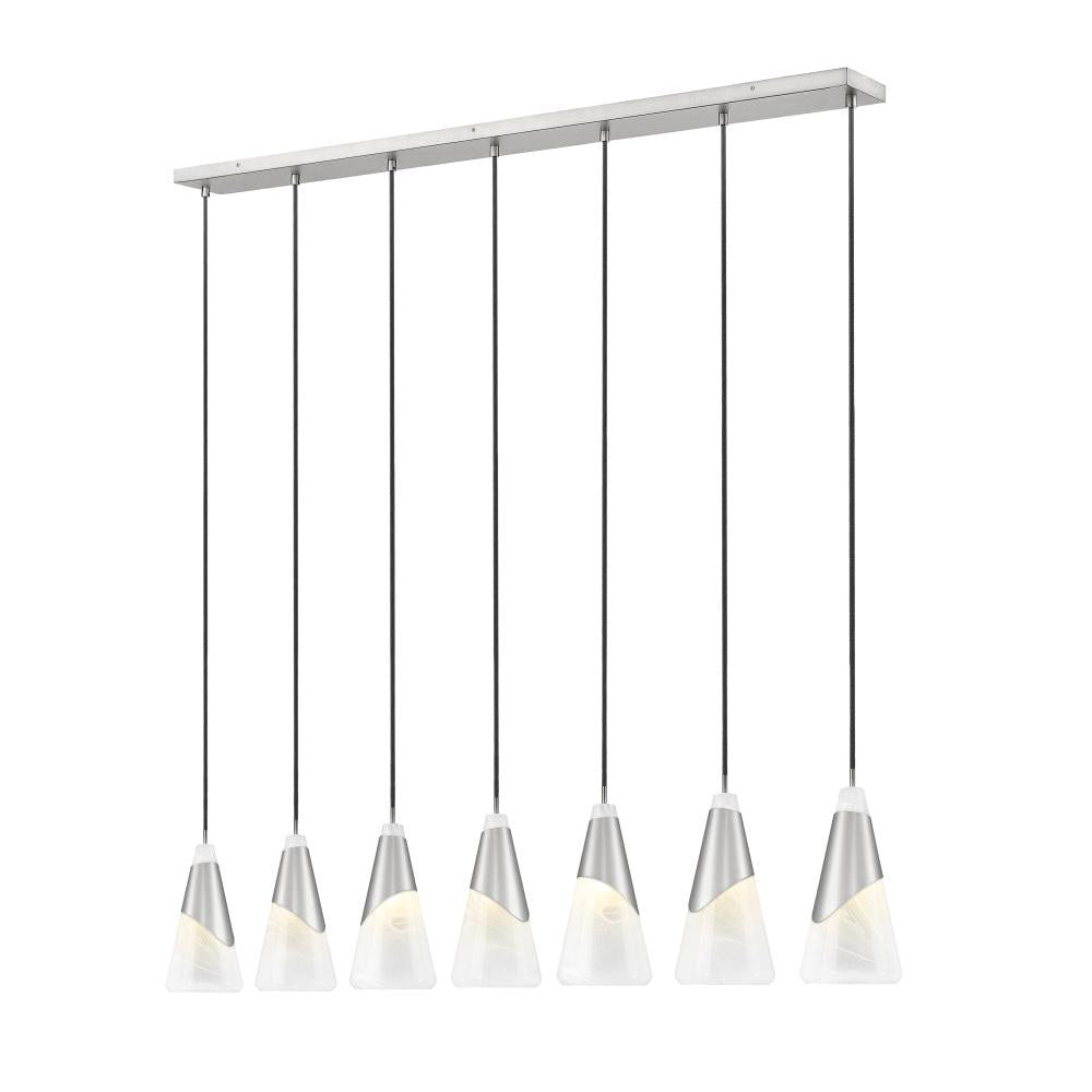 7 Light Linear Chandelier-White Swirl