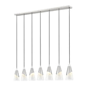 7 Light Linear Chandelier-White Swirl