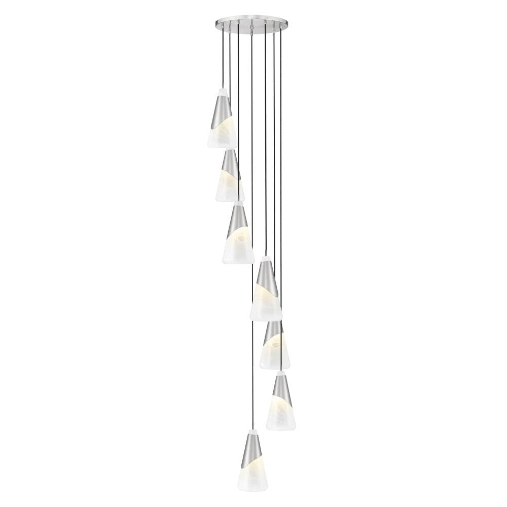 7 Light Chandelier-White Swirl