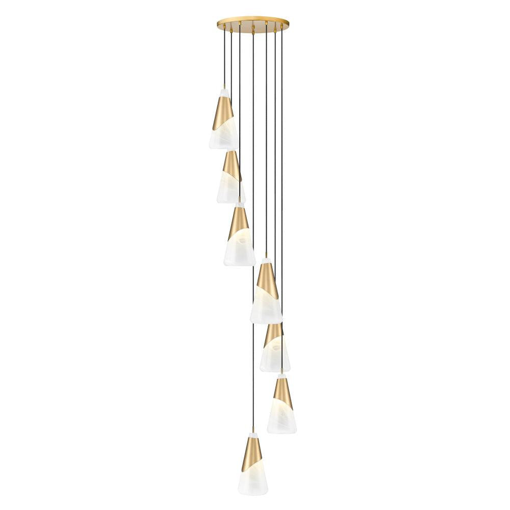 7 Light Chandelier-White Swirl
