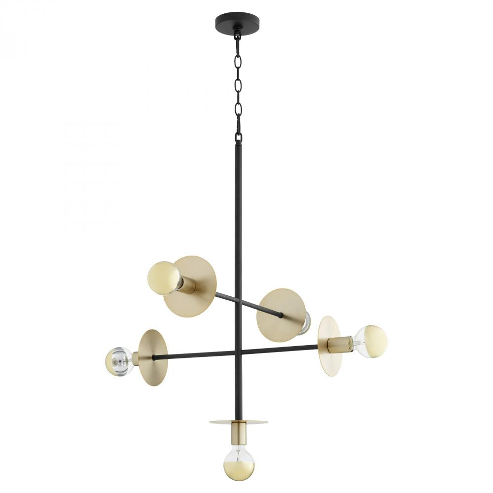 Quorum Lighting VOYAGER 843-5-6980 Pendant Contemporary - Textured Black W Aged Brass