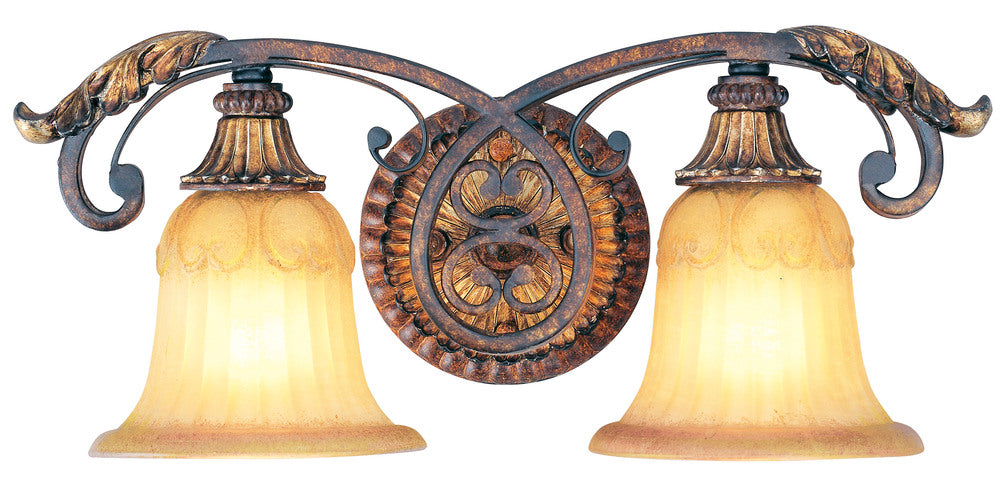 Livex Lighting VILLA VERONA 8552-63 Bathroom Fixture Traditional - Hand Applied Verona Bronze With Aged Gold Leaf Accents