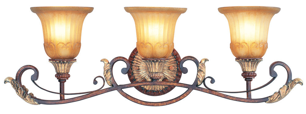 Livex Lighting VILLA VERONA 8553-63 Bathroom Fixture Traditional - Hand Applied Verona Bronze With Aged Gold Leaf Accents