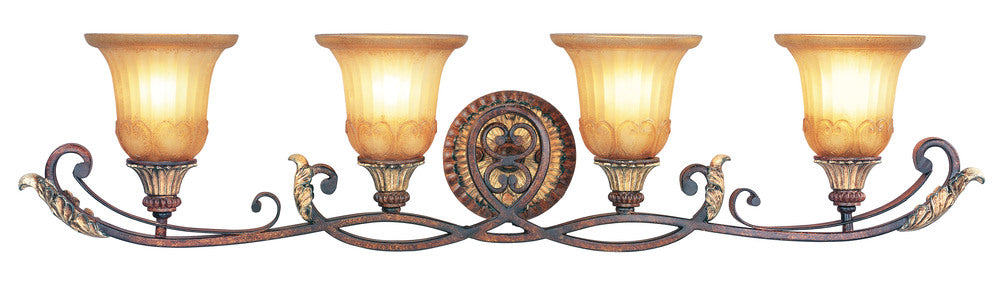 Livex Lighting VILLA VERONA 8554-63 Bathroom Fixture Traditional - Hand Applied Verona Bronze With Aged Gold Leaf Accents