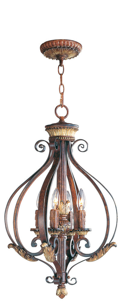 Livex Lighting VILLA VERONA 8556-63 Foyer Traditional - Hand Applied Verona Bronze With Aged Gold Leaf Accents