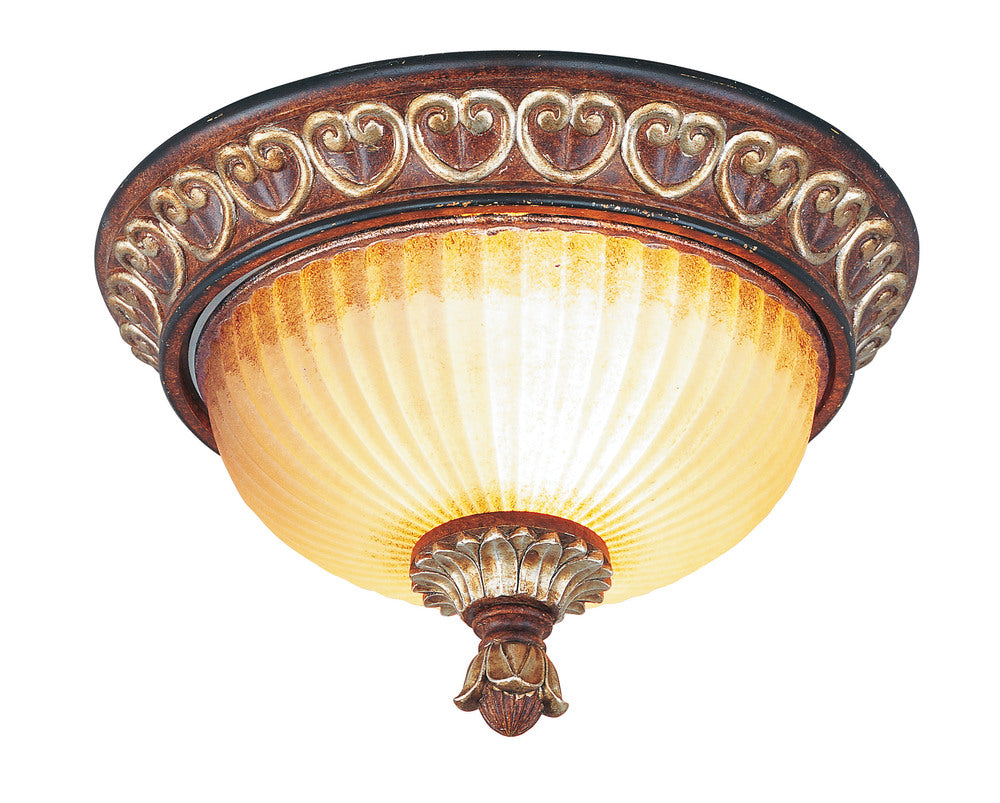 Livex Lighting VILLA VERONA 8562-63 Flush Mount Traditional - Hand Applied Verona Bronze With Aged Gold Leaf Accents