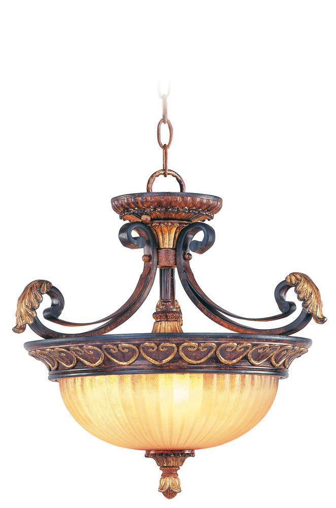 Livex Lighting VILLA VERONA 8565-63 Pendant Traditional - Hand Applied Verona Bronze With Aged Gold Leaf Accents