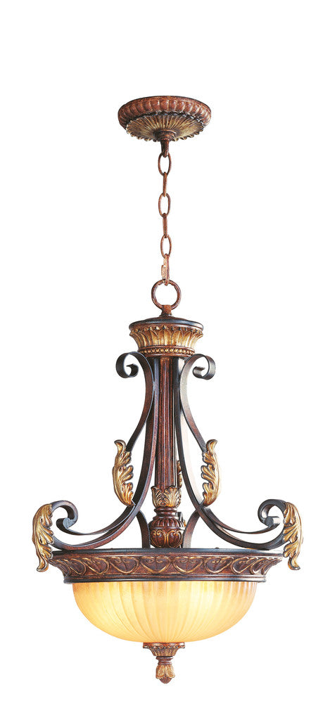 Livex Lighting VILLA VERONA 8567-63 Pendant Traditional - Hand Applied Verona Bronze With Aged Gold Leaf Accents